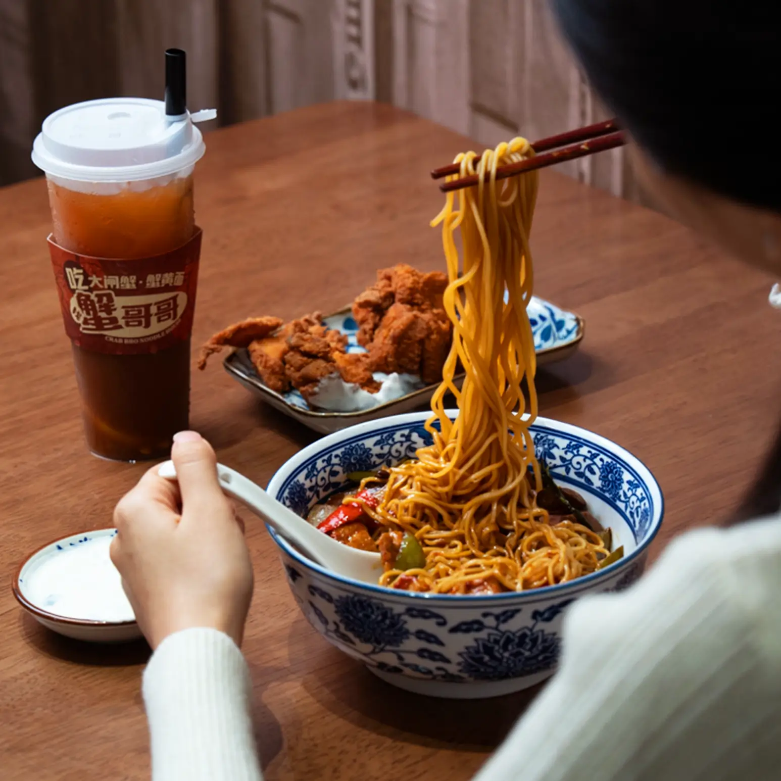 over the shoulder noodles